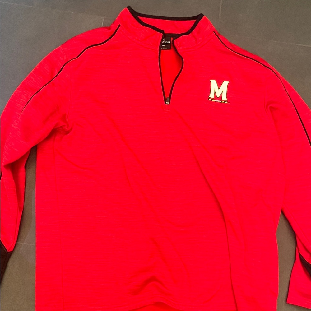 Red Quarter-Zip Pullover with 'M' Logo